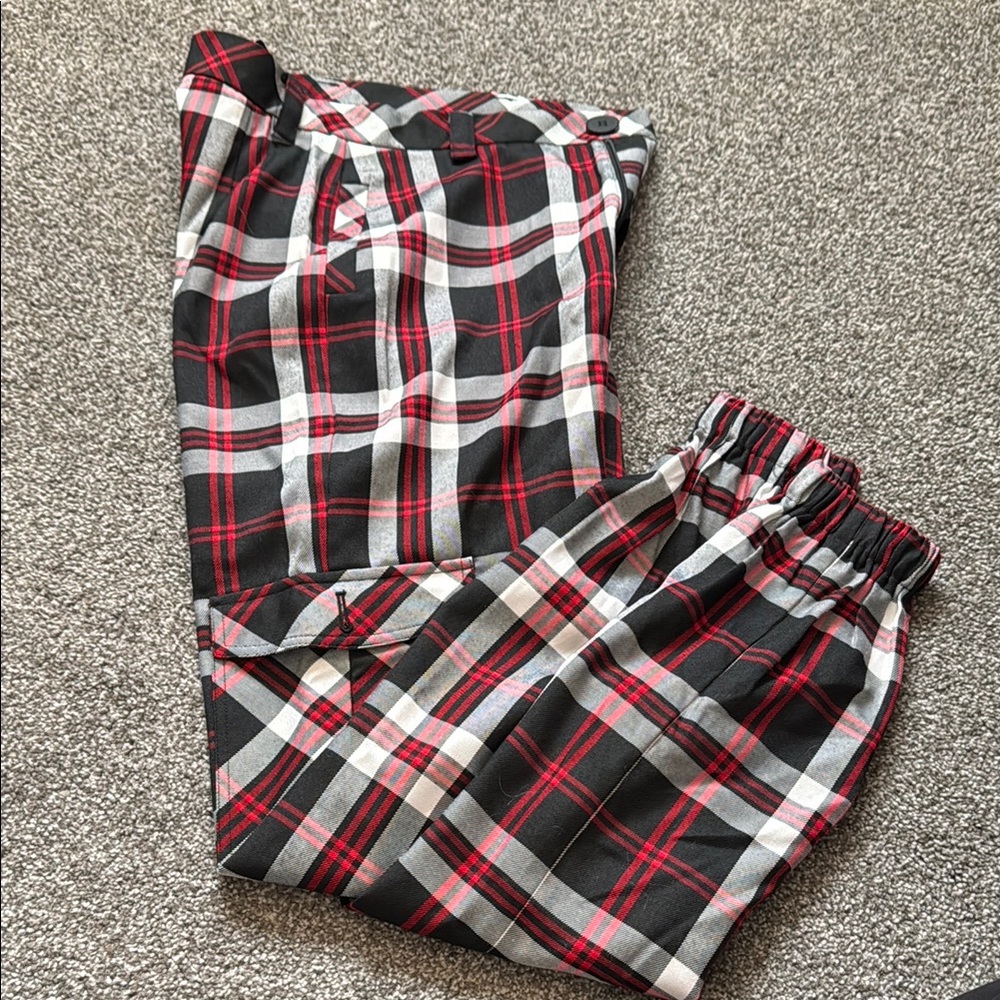 Blackmilk Red and Black Checkered Trousers
